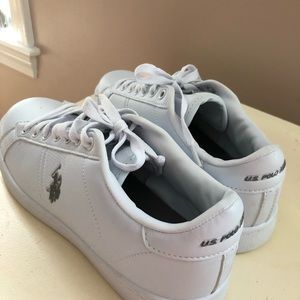 US Polo Assn white leather sneakers